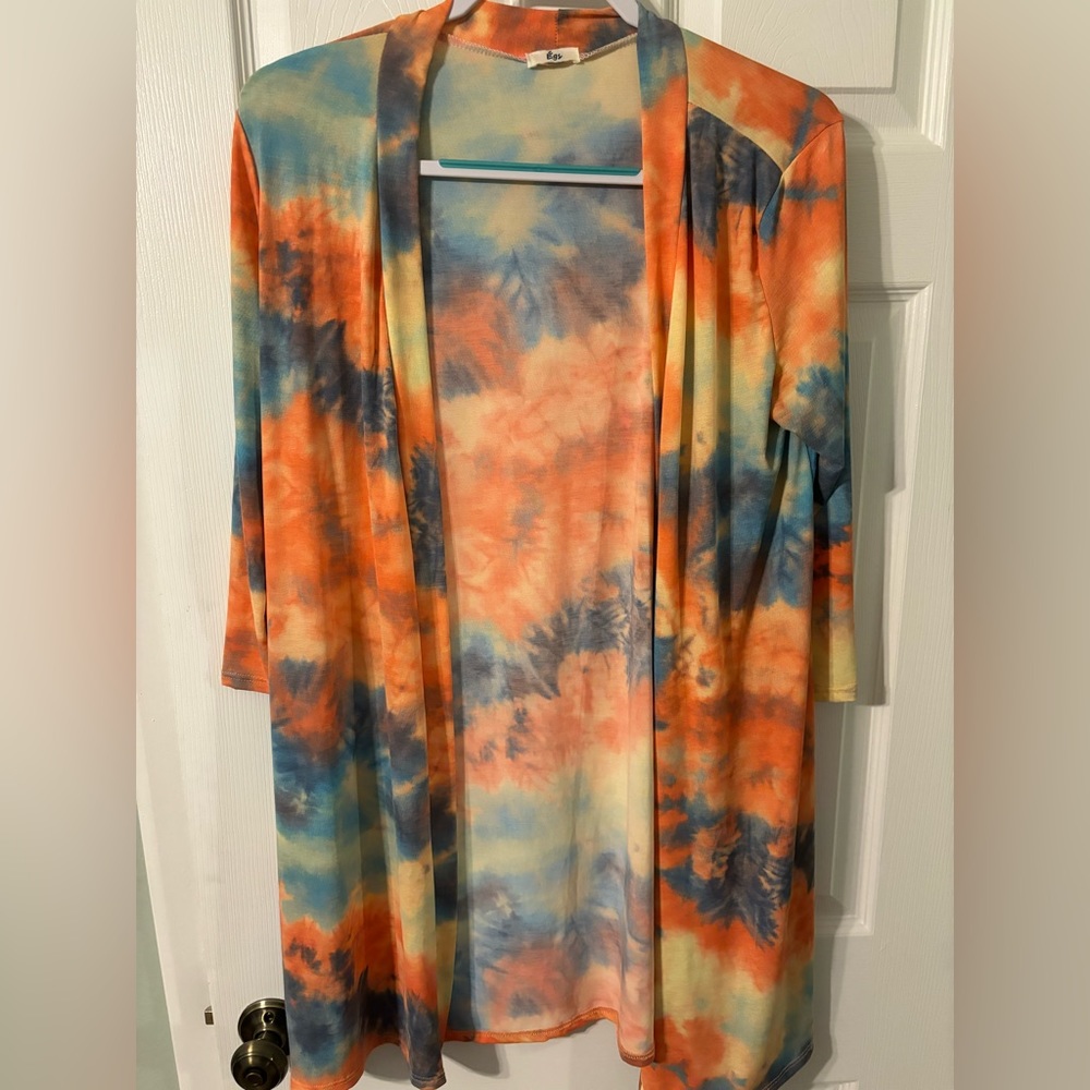 Egs 3/4 Sleeve Tye Dyed Duster, Size Medium